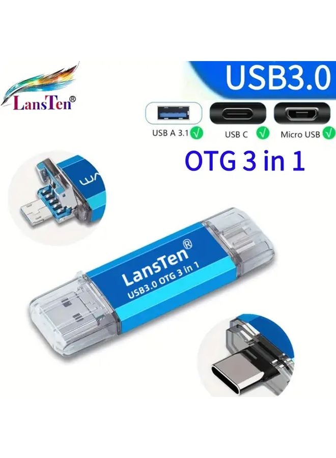 LansTen 16GB 3 In 1 USB C Flash Drive USB A And Type C 3 0 Dual Drive OTG Storage For Android Smartphone Tablet Computer - Image 1